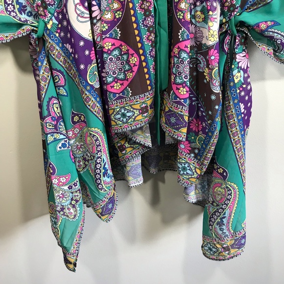 Boho Paisley Print Kimono Top NEW Small - Picture 7 of 8